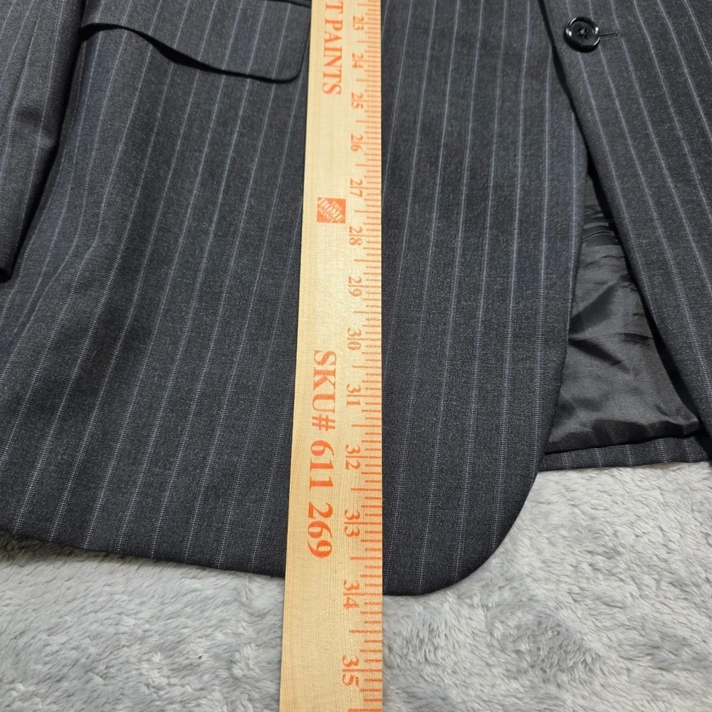 Hickey Freeman‎ Men 46L Grey Blazer Madison Pinstripe Worsted Wool Made in USA